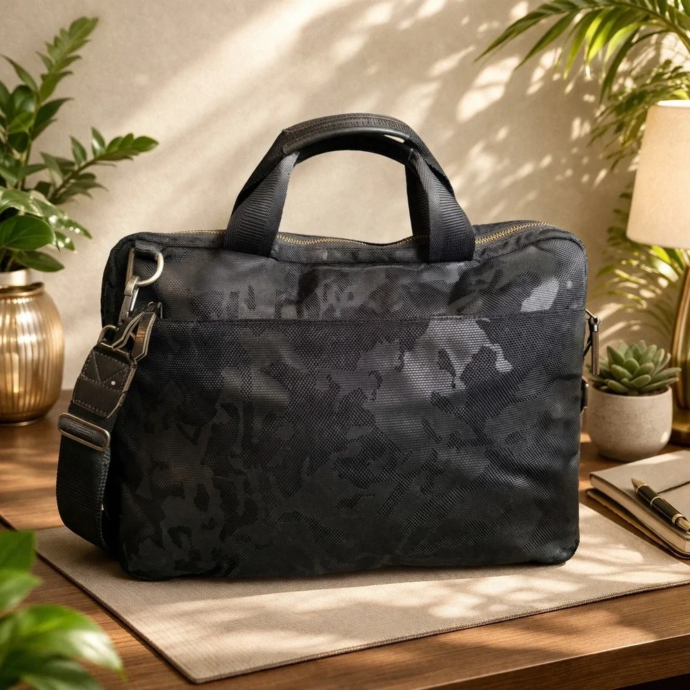 Tumi Alpha Bravo Brooks Slim Briefcase Black Camo Ballistic Nylon Bag 61011DCM